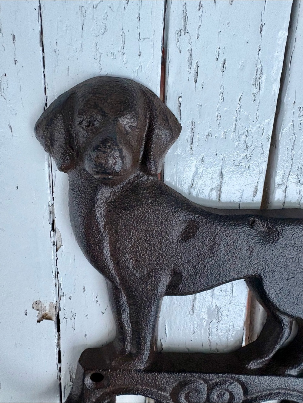Brown Cast Iron Dog Wall Hook - Decorative Pet Accent